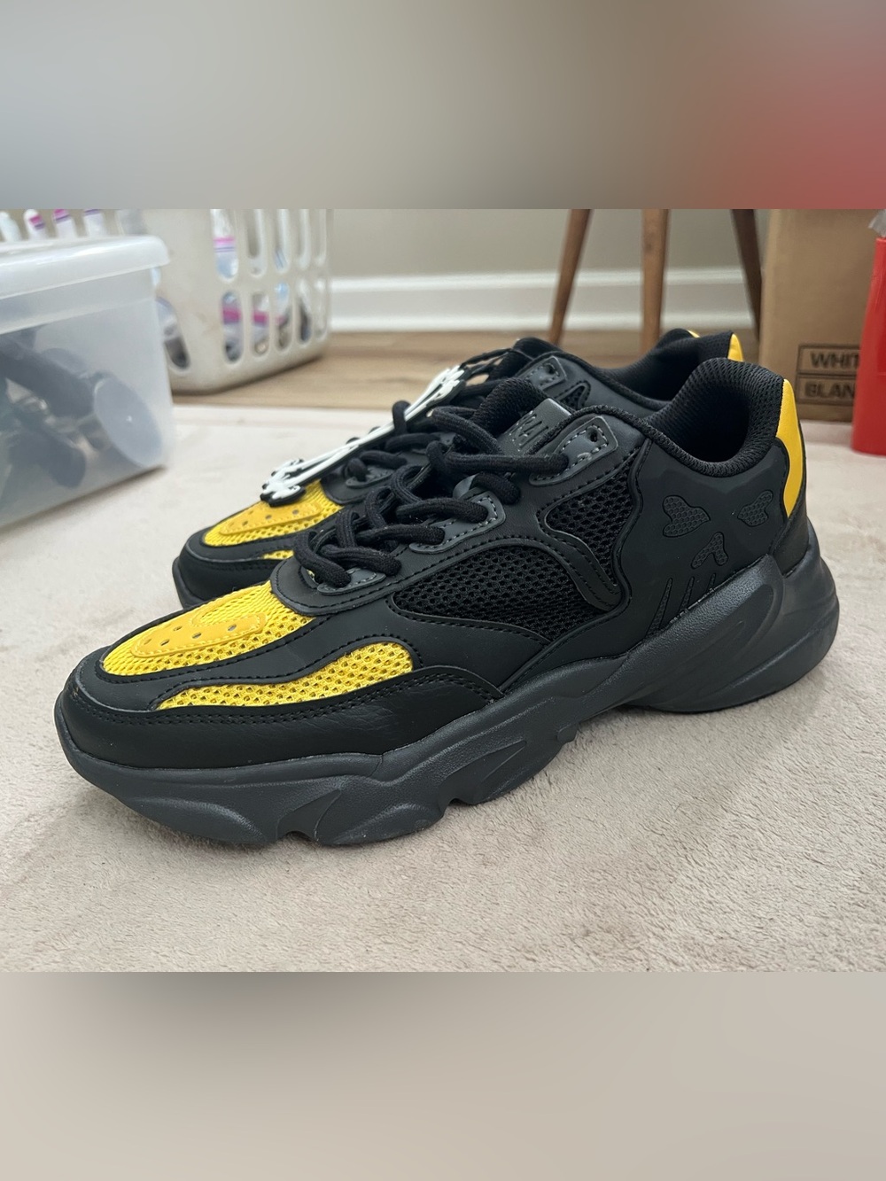 Men's Black & Yellow Brand X Sneakers